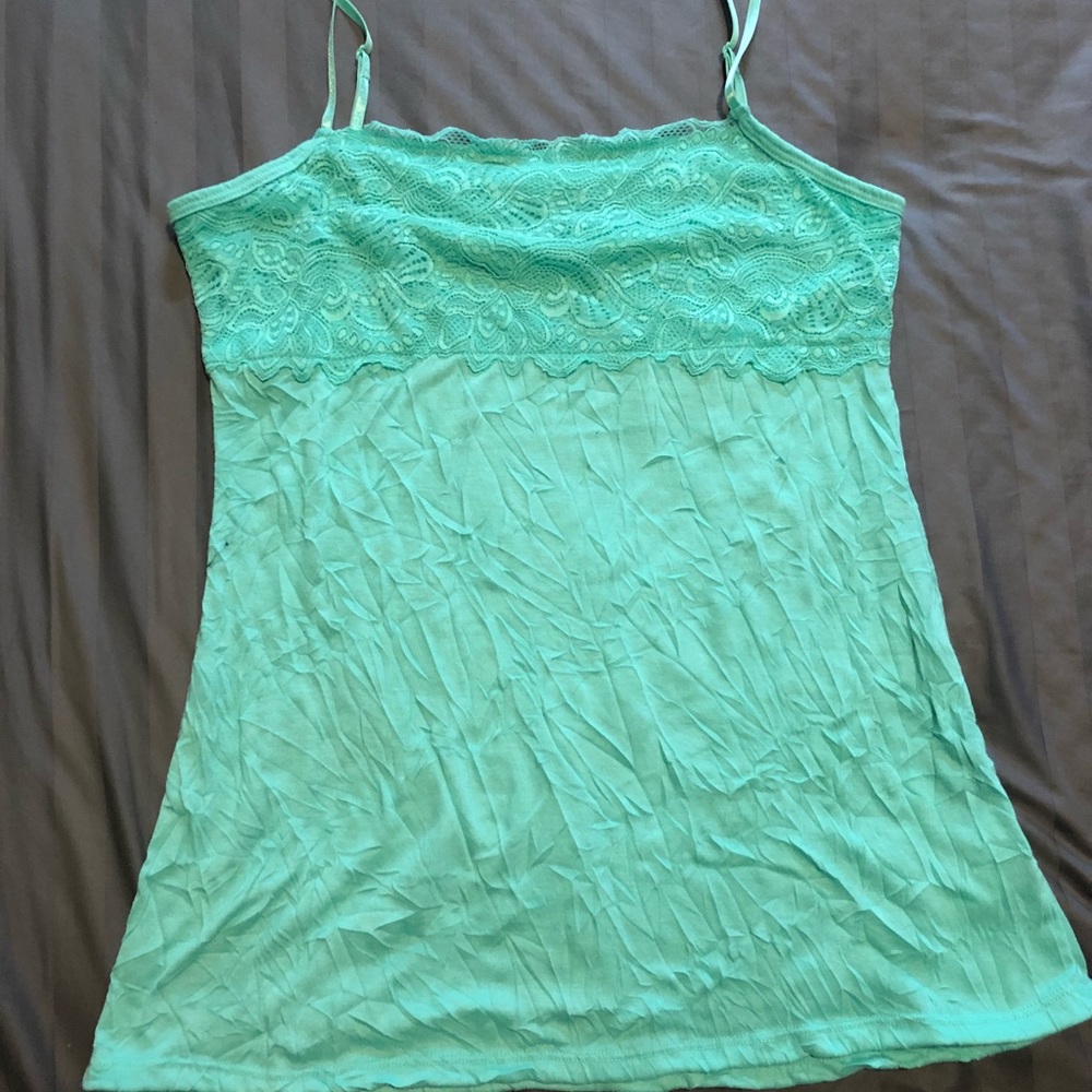 Light teal lace top tank